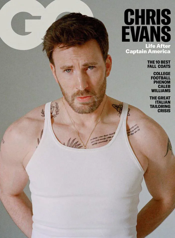 Chris Evans chụp ảnh bởi Stevie Dance cho tạp chí GQ tháng 10 năm 2023 :  r/popculturechat