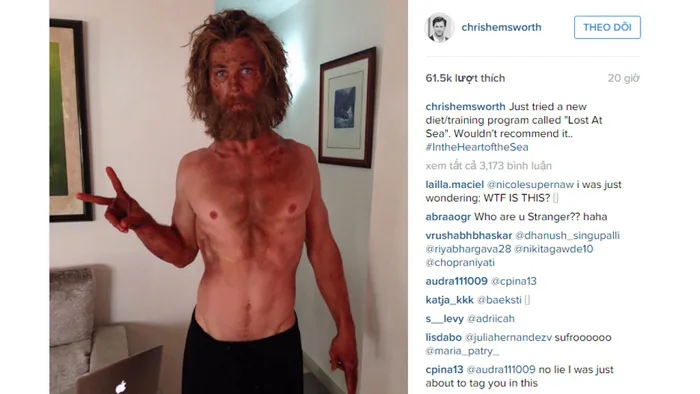 Thần sấm' Chris Hemsworth gây sốc với thân hình gầy trơ xương