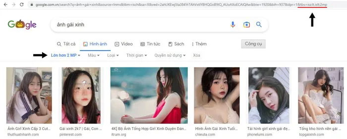Hướng dẫn tìm ảnh theo kích thước và dung lượng trên Google
