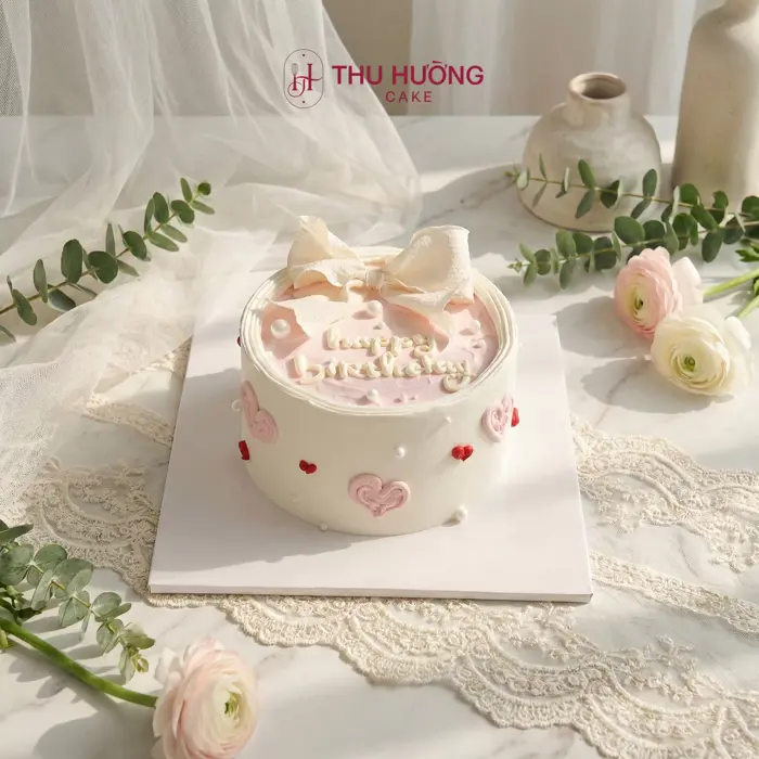 Bánh kem nơ hồng xinh