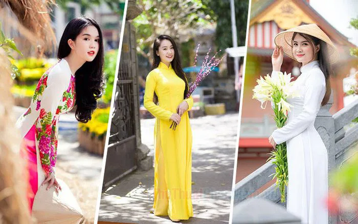 Những hình ảnh tuyệt đẹp của các cô gái duyên dáng trong tà áo dài truyền  thống