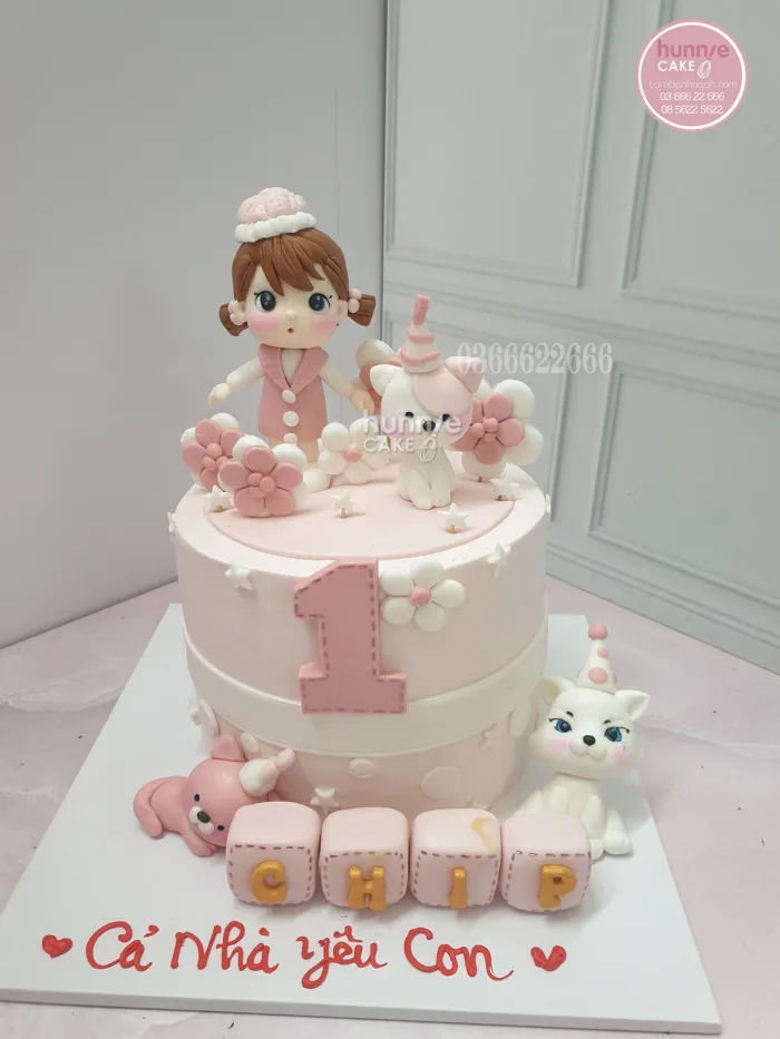 Bánh Sinh Nhật Bé Gái 1 Tuổi Hình Con Mèo: Sự Lựa Chọn Đáng Yêu và Ý Nghĩa  11271 - Bánh fondant