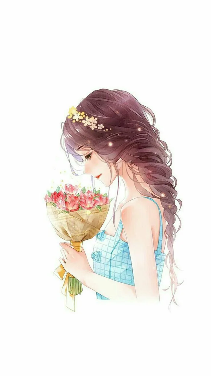 Top 101 ảnh cô gái cầm hoa anime đẹp nhất dùng làm avatar, hình nền điện  thoại, máy tính
