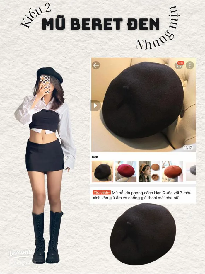 4 kiểu mũ beret nữ siêu xinh và cách phối đồ chuẩn Hàn cho nàng