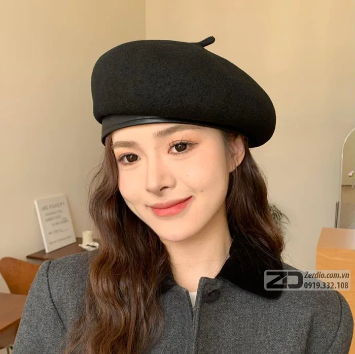 Mũ Nồi Nữ Nỉ MNN052, Nón Beret Nữ Phong Cách Cổ Điển - Zerdio