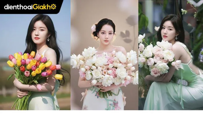 Prompt câu lệnh ghép ảnh ôm hoa Hot trend bằng Gemini