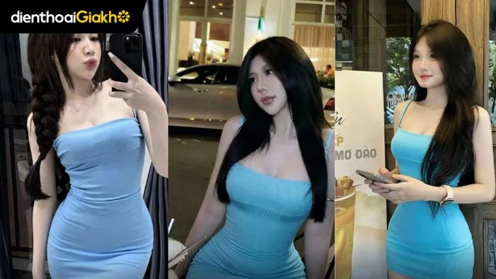 Cách ghép ảnh “Em Ghệ váy xanh” cực Hot Tiktok đơn giản
