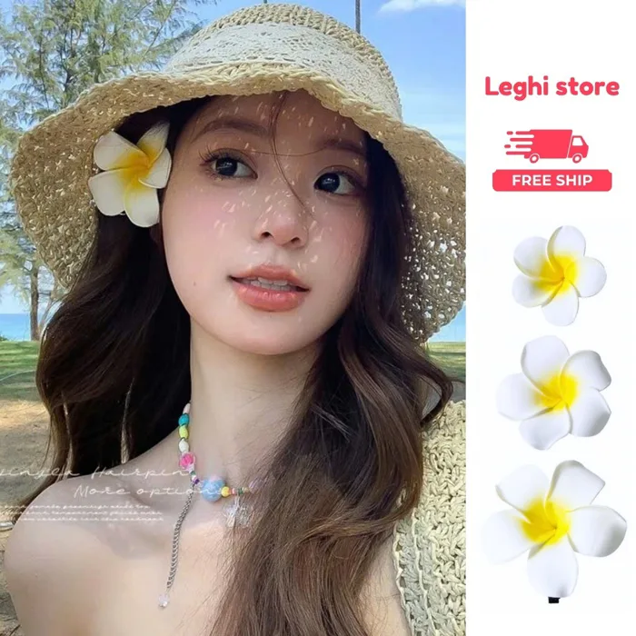 Kẹp tóc hoa sứ đi biển nữ tính, kẹp cài tóc chụp ảnh du lịch hè, phụ kiện  tóc xinh cho nàng thơ