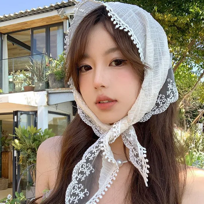 Mũ chụp ảnh Khăn quàng cổ đa năng Khăn quàng cổ hình tam giác ren cho phụ  nữ Khăn trùm đầu trang trí cổ điển
