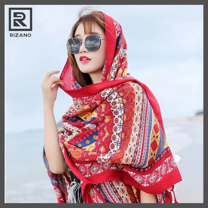 RIZANO- Khăn Choàng Cổ Chất Liệu Voan Dùng Như Khăn Khăn Bandana Khăn Quàng  Cổ Kết Hợp Cùng Bikini Bikini Đi Biển Đẹp Khăn Chụp Ảnh Đẹp - Khăn Quấn Khăn  Quàng
