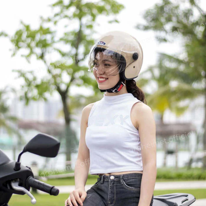 Mũ Bảo Hiểm Gro Chính Hãng 3/4 đầu, có kính che nửa mặt – Đen Bóng | GRO  Helmet - Chất Lượng, Uy Tín, An Toàn