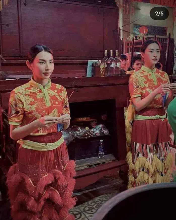 Danh tính 2 mỹ nhân múa lân gây sốt mạng xã hội là 2 nàng hoa hậu Việt đình  đám?