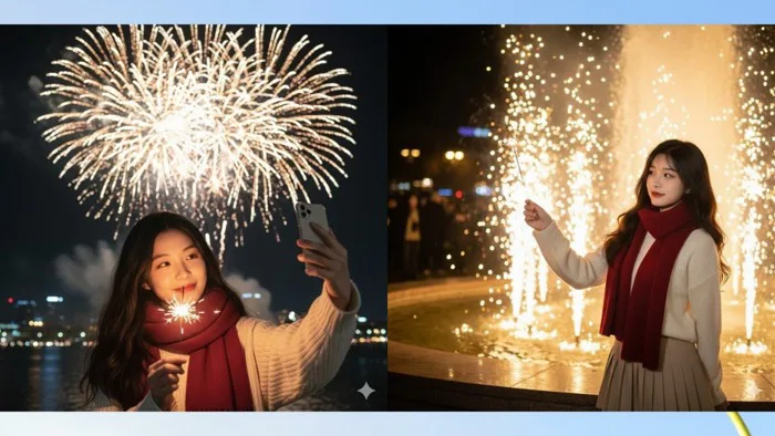 Cách tạo ảnh chân dung selfie pháo bông AI đón Giao thừa rực rỡ và tự nhiên