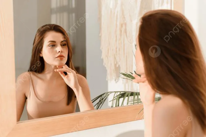 Người Phụ Nữ Trẻ Soi Gương để Chăm Sóc Da Hình Chụp Và Hình ảnh Để Tải Về  Miễn Phí - Pngtree
