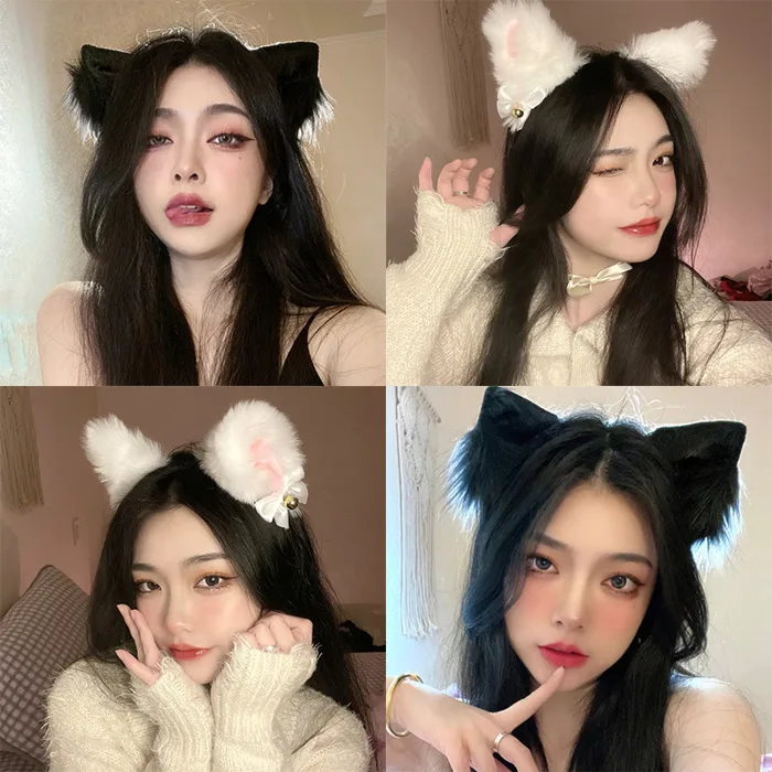 HCM] Cài tóc Tai mèo có chuông màu trắng/đen siêu xinh đáng yêu cho bạn nữ  phong cách Nhật Bản - Selenshop | Lazada Việt Nam