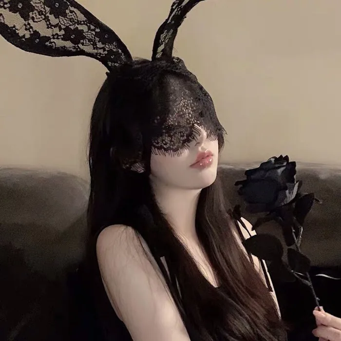 Cosplay Thỏ Bunny - Bờm tai thỏ ren che nửa mặt sexy gợi cảm MS1099 |  Shopee Việt Nam