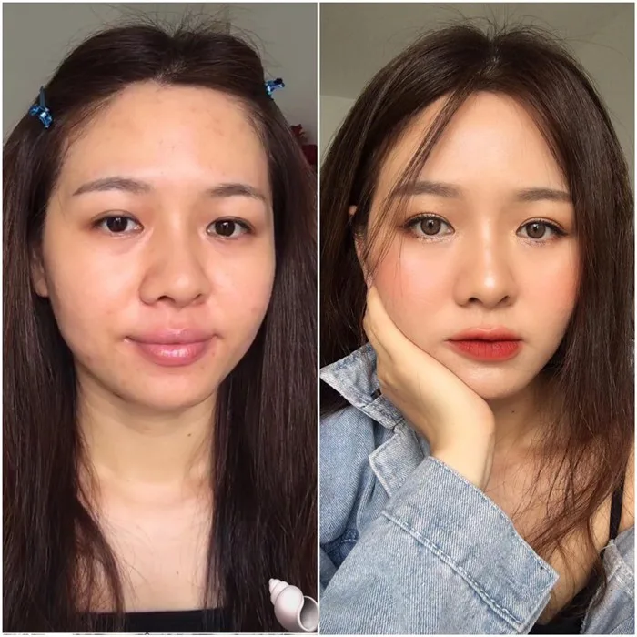 Chùm ảnh sự khác biệt trước và sau khi trang điểm của con gái: Ai bảo không  thể đổi trắng thay đen thì bước ra đây!