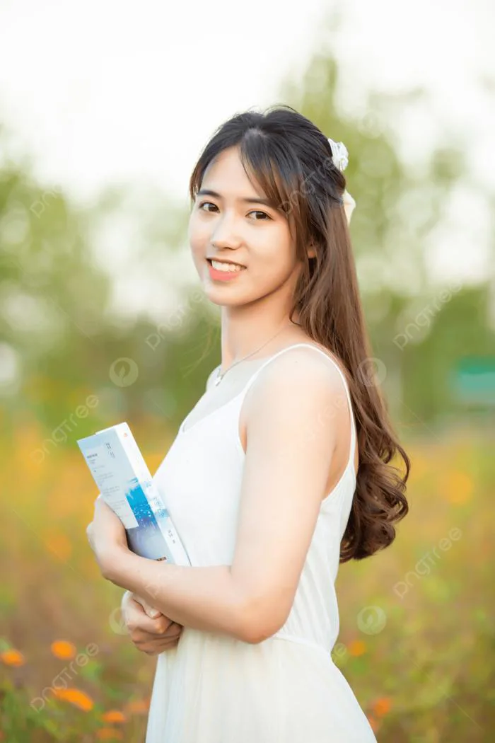 Cô Gái Xinh đẹp Với Mái Tóc Dài Và Váy Trắng Với Cúc Và Hình ảnh Để Tải Về  Miễn Phí - Pngtree