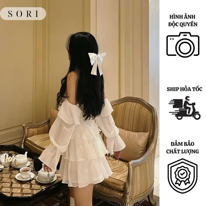 SORI.VN] [FREESHIP] VÁY TRẮNG TRỄ VAI TẦNG BÈO SIÊU XINH DÂY CỔ SIÊU XINH  HÌNH ẢNH ĐỘC QUYỀN ĐẦM TRẮNG | Shopee Việt Nam