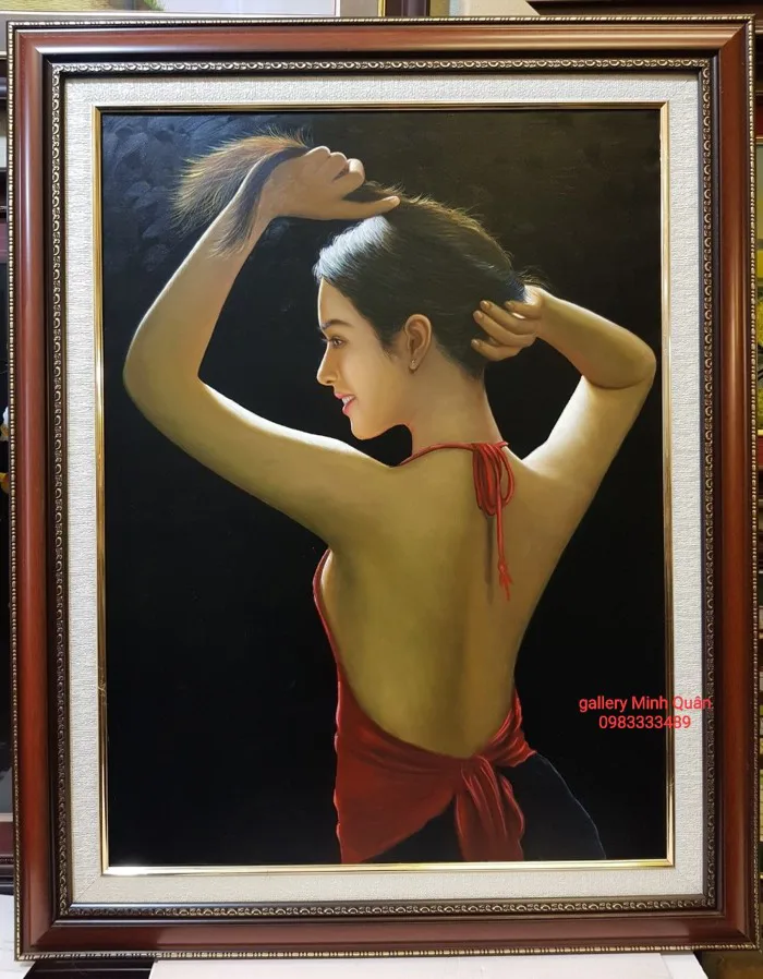 Tranh sơn dầu- thiếu nữ lưng trần-s177 - Mua Bán Tranh - Siêu Thị Tranh Đẹp