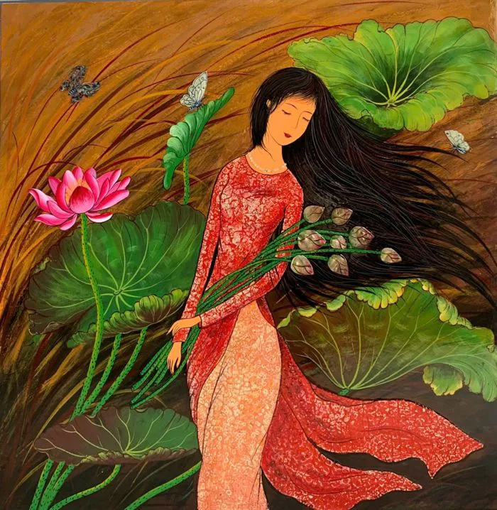 Tranh thiếu nữ sơn mài: Vẻ đẹp tinh khôi qua nghệ thuật truyền thống