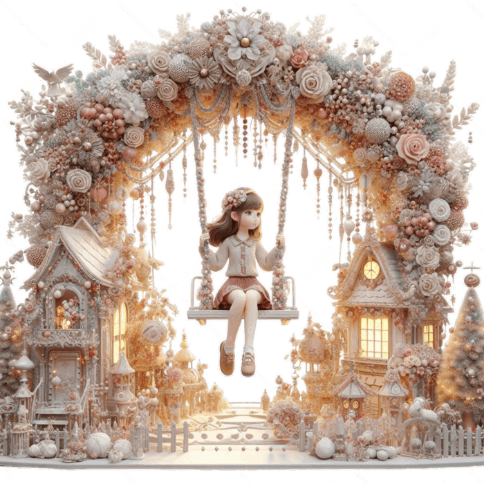 Hình ảnh Một Cô Gái Xinh đẹp Xích đu được Trang Trí đầy đủ Hoạt Hình 3d Bg  PNG , Một Cô Gái Xinh đẹp đang đu Một Chiếc Xích đu được