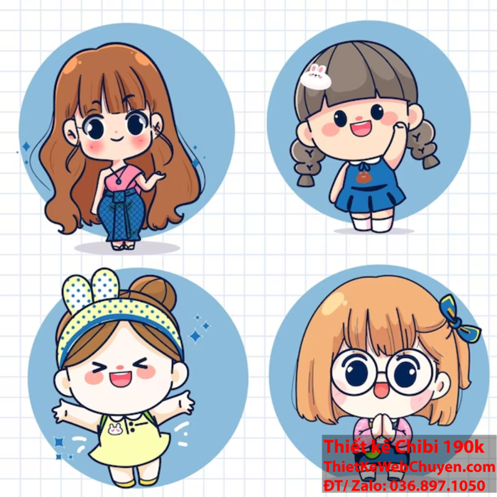 Nhân vật chibi ( chibi characters ), THIẾT KẾ CHIBI 190K CUTE ĐÁNG YÊU