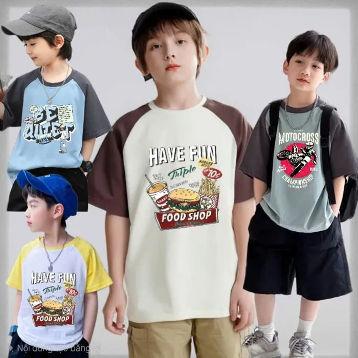 Áo Phông Bé Trai, Áo Thun Bé Trai 10-40kg Hình In cute, chất cotton 4 chiều  đẹp (HÌNH Y ẢNH)