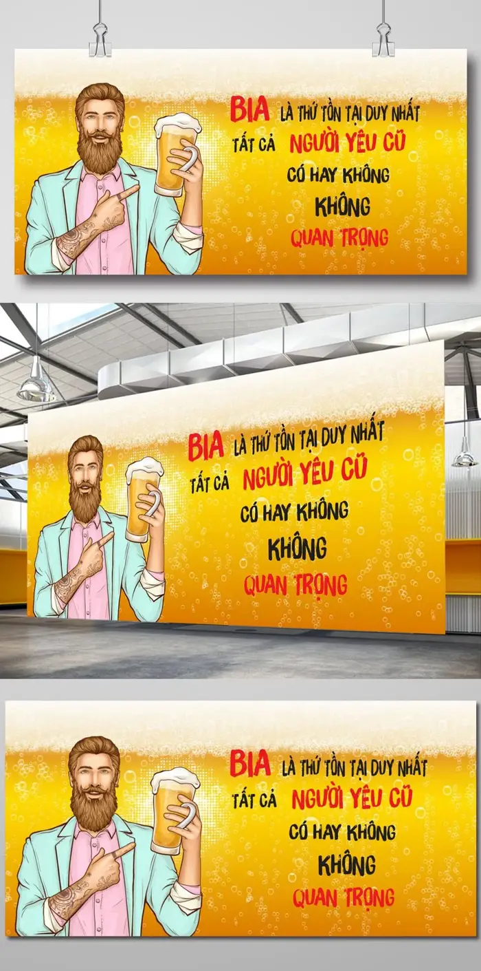 Vector Pop Art: Trai Đẹp Râu Cực Ngầu Kèm Thông Điệp Hài Hước Về Bia &  Người Yêu Cũ
