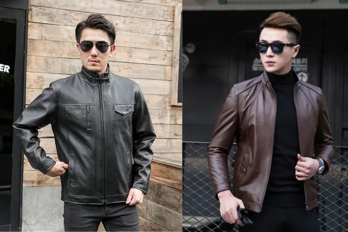 4+ Mẫu Áo Khoác Da Nam Cổ Trụ Thời Trang Và Cách Phối Đồ Đẹp 5S Fashion -  5SFASHION