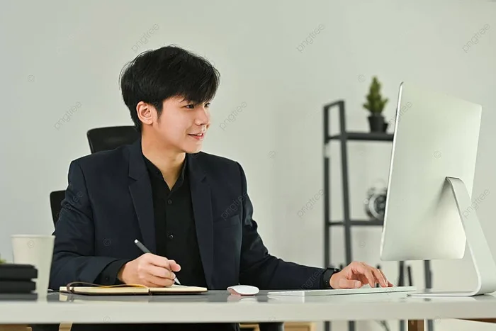Doanh Nhân đẹp Trai Lên Kế Hoạch Cuộc Hẹn Hàng Ngày Trên Màn Hình Máy Tính  Và Hình ảnh Để Tải Về Miễn Phí - Pngtree