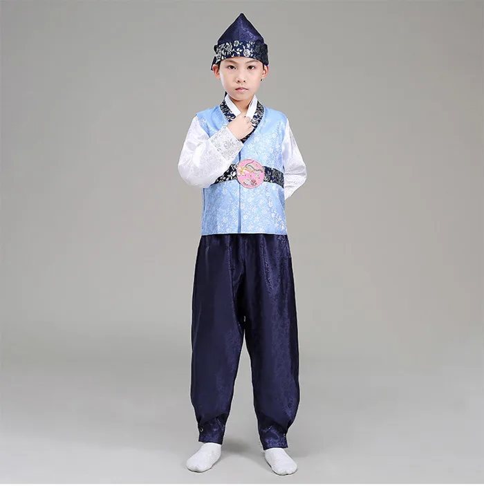 Hanbok Bé Trai Áo Xanh Quần Xanh - Tặng Nón Giá Tốt
