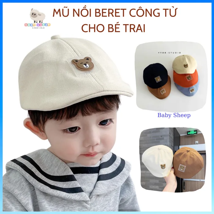 Mũ nồi beret cho bé trai, mũ beret công tử phong cách anh quốc họa tiết gấu  cho bé trai | Shopee Việt Nam