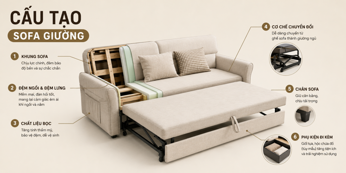 Cấu Tạo Sofa Giường Cơ Bản Đến Chi Tiết Từ A–Z