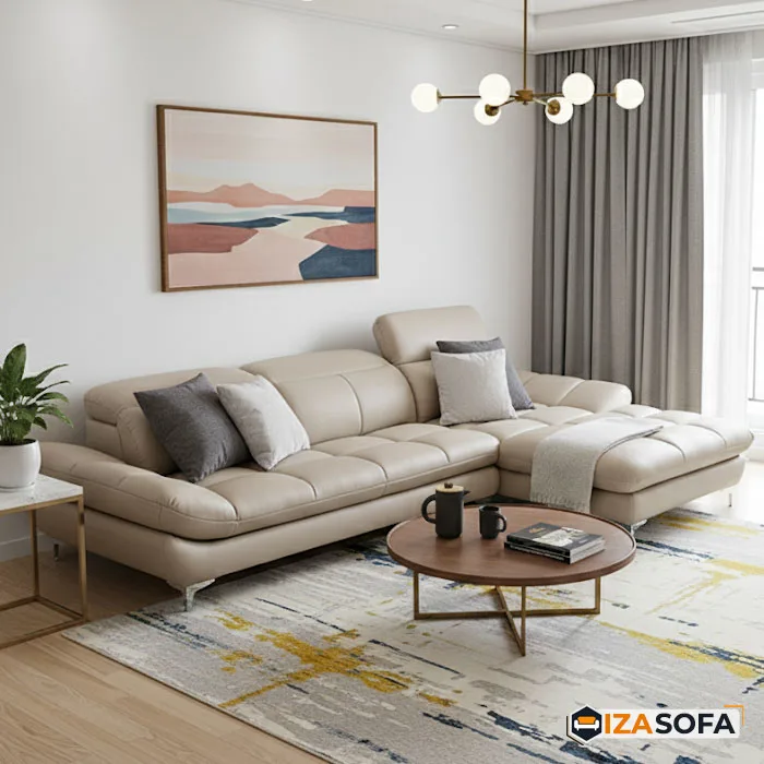 Sofa da góc chữ L đẹp giá rẻ HD199 • IZA SOFA