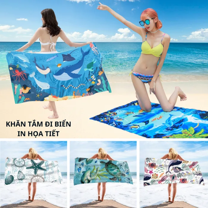 Khăn tắm, khăn choàng, khăn trải đi biển đi bơi in họa tiết cao cấp siêu  thấm đa năng | Shopee Việt Nam