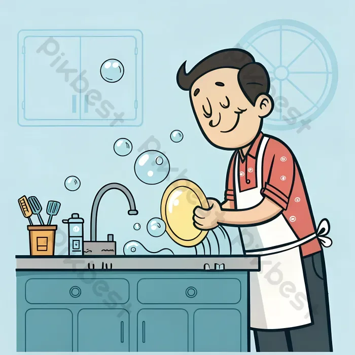 Tải miễn phí Người đàn ông Rửa Bát Hoạt Hình | JPG chuyên nghiệp - Pikbest
