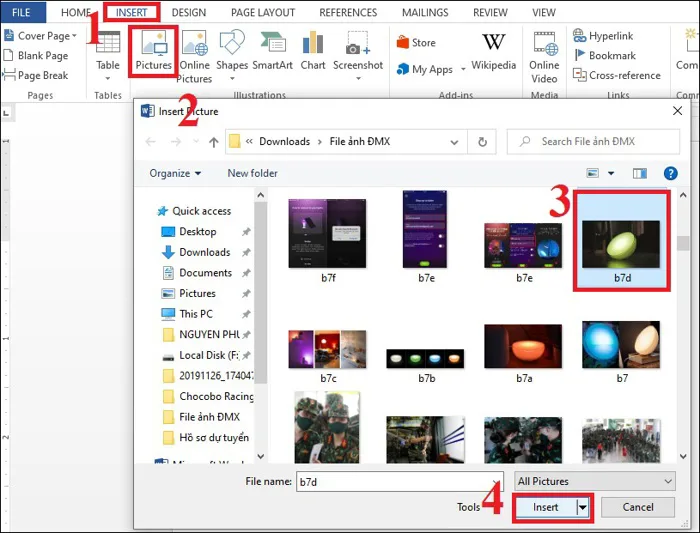 2 Cách chèn ảnh vào Word từ hình ảnh có sẵn, online chi tiết