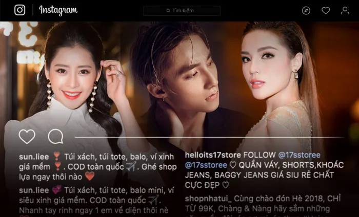 Dưới phần bình luận tại các ảnh của người nổi tiếng trên instagram, chỉ  toàn thấy quảng cáo
